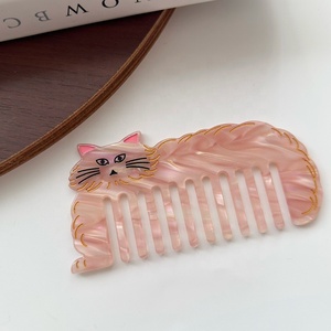 Peigne en acétate d'animaux, mini brosse à cheveux portable, peigne démêlant antistatique de voyage, outil de toilettage mignon pour chatons, en gros - Product Image 3