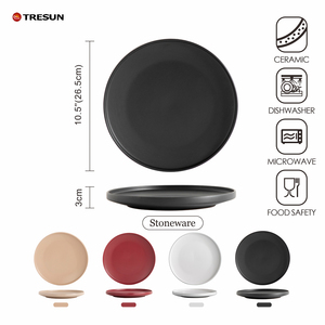 Bán buôn bít tết khách sạn Châu Âu phong cách hiện đại <span class=keywords><strong>Matt</strong></span> màu đen phẳng salad bên bữa ăn tối món ăn gốm đồ đá Tấm đặt cho nhà hàng - Product Image 5