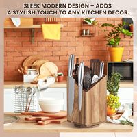 360 °   Rak Pisau Magnetik Putar Universal dari Kayu Akasia, Penyangga Peralatan Dapur, Organizer untuk Meja Dapur