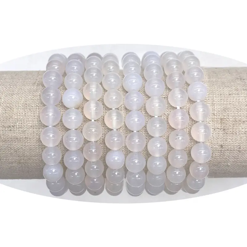 6mm 8mm 10mm White agate italian link charm high quality for mother's day beaded women luxury bracelets