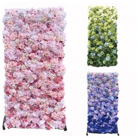 Panneaux muraux de fleurs artificielles en soie rose de haute qualité 5D, enroulables, pour la décoration intérieure et les mariages