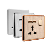 AKKO STAR-interruptores de pared dorados, diseño Simple tipo 13A 86, 5 agujeros, 1 Banda, 2 puertos USB