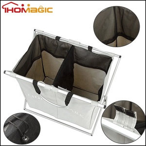 Durable Bag Large Capacity Printed 2 Twin Compartments <strong>Divided</strong> Collapsible <strong>Laundry</strong> Hamper <strong>Basket</strong> - Product Image 4