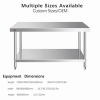 Table de travail double couche en acier inoxydable pour cuisines professionnelles, hôtels et restaurants – Fabrication en acier