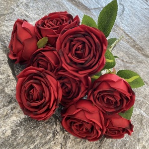 KEWEI-RB001 Bouquet de mariage en promotion, 9 têtes de <span class=keywords><strong>roses</strong></span> en soie, bouquet de fleurs artificielles blanches - Product Image 3