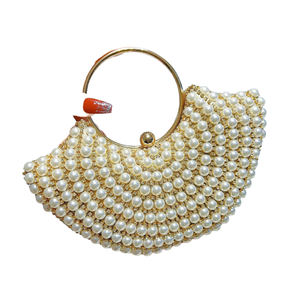 New Hot Selling Fashion Women's Evening Party Half <b>Moon</b> Crossbody Handbag Pearl Studded Shoulder Chain Clutch Bags Tanjing - Product Image 4