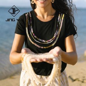 Camiseta de Algodón Estampada Personalizada de Alta Calidad para Mujer, Camiseta Holgada Básica con Cuello Redondo - Product Image 2