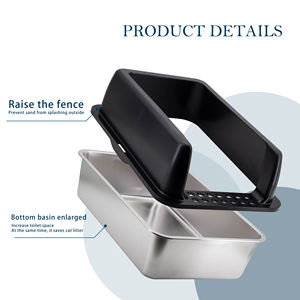 Grande parede alta Side <span class=keywords><strong>Litter</strong></span> <span class=keywords><strong>Box</strong></span> para gatos múltiplos Easy Clean aço inoxidável Cat <span class=keywords><strong>Litter</strong></span> Bacia Pá Bandeja - Product Image 4