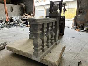 מעקות גרניט לבן-אפור טבעי יפהפה וזול לחצר, למרפסת, למדרגות ולמעקות מדרגות, מגולפים בעבודת יד. - Product Image 4