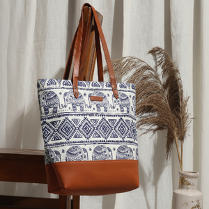 Printed Tote <b>Bag</b>. <b>Canvas</b> <b>bag</b> with beautiful elephant and tribal print. Available at wholesale prices. - Product Image 1
