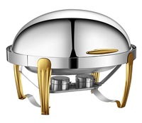 Matériel de restauration hôtelière : Réchaud de buffet en acier inoxydable doré 9L avec couvercle à clapet intégral, chauffe-plats pour buffet, réchaud à alcool