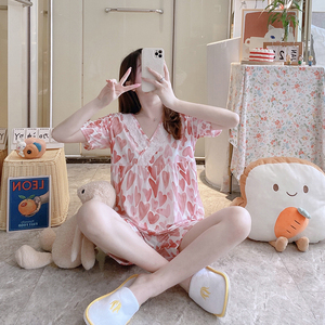 Abbigliamento da notte da donna in tre pezzi stile estivo <span class=keywords><strong>rosa</strong></span> a tre pezzi morbido elastico in vita <span class=keywords><strong>pigiama</strong></span> da donna e indumenti da notte - Product Image 4