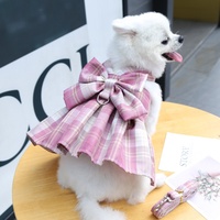 2026 Harnais-veste pour animaux de compagnie avec nœud décoratif et laisse de sécurité détachable, pour chiens et chats, pour les sorties, vêtements de chiot type jupe