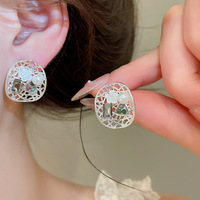 Anting-anting Mutiara Bunga Vintage Terbaru, Anting-anting Kristal Oval Berongga, Anting-anting Bunga, Anting-anting Wanita Estetis