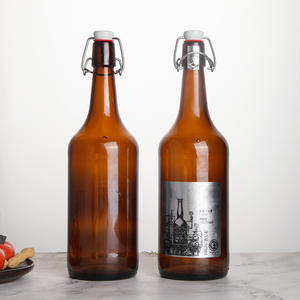 批发空大号玻璃啤酒汽水水康普茶瓶 1000 毫升 短瓶饮料瓶 带旋转盖 1L - Product Image 3