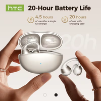 Écouteurs HTC NE56 AI Bluetooth V6.0, écouteurs sans fil sportifs, clip d'oreille OWS, réduction du bruit, appels, ultra-légers