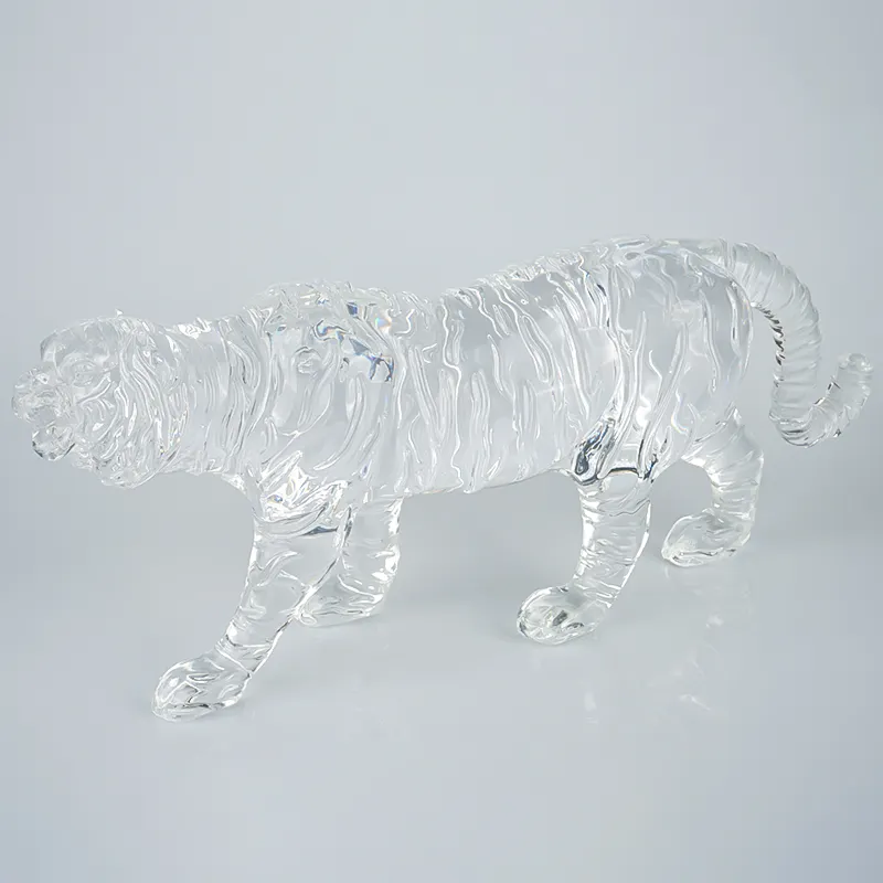 Acrylic Tiger Statue Folk Art Resin Crafts Sculpture Plastic Home Ornament and Anime Inspired Zodiac Gift for Home Decoration