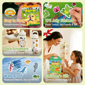 Pegatinas de Gelatina Personalizables y Reutilizables, Versión Árabe, Libro de Pegatinas de Gelatina, Juguete Educativo de Papel para Jugar - Product Image 3