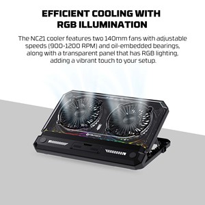 Fantech nc21 RGB ánh sáng máy tính xách tay chủ Cooler kép người hâm mộ tốc độ Chiều cao có thể điều chỉnh có thể gập lại máy tính xách tay đứng với làm mát người hâm mộ - Product Image 4