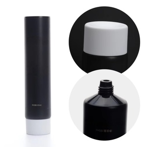Tubo cosmético vacío de plástico negro de 95ml 100ml de alta calidad, personalizado con impresión de logotipo privado OEM ODM, con tapa de rosca para champú y loción. - Product Image 1