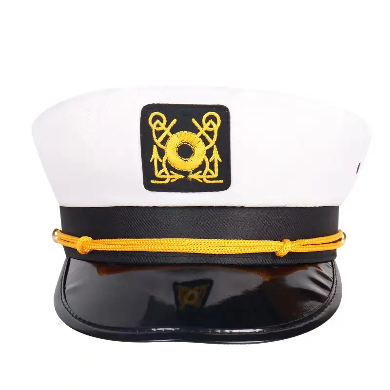 Dropshipping Hot Verkoop Volwassen Yacht Boot Schip Sailor Captain Kostuum Hoed Marine Marine Admiraal Custom Witte Hoed