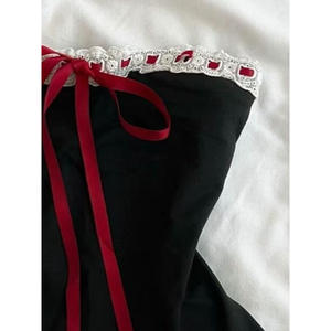 Corbata elegante de talla grande para mujer con pajarita Tops Y2K Suit Breastplain Color sólido Slim Sexy Camiseta de poliéster - Product Image 4