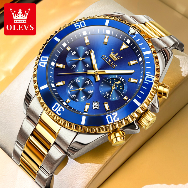 OLEVS 2870 New in Original Quartz Watch for Men Strap Fashion Men's Wristwatch Chronograph Moon Phase Sports Male Watch