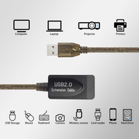 Kabel Ekstensi USB VCOM 30m 20m 10m 5m Hitam Transparan Male ke Female USB-A Kabel Data