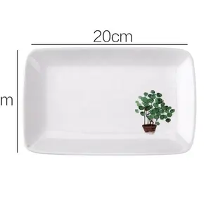 Simple creative European style pattern color ceramic dinner plate rectangular dish plate home plant