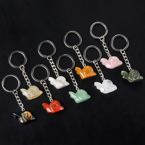 Hot Sales Mixed Stone Snail Keychain Healing Stones Rose Quartz Amethyst Snail Key Chain for Gift