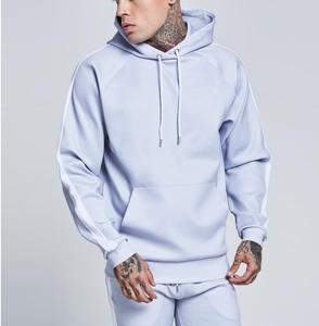 Chándal con capucha azul claro para hombre, de manga larga, color sólido, informal, con cordón ajustable, 100% algodón poliéster, chándal de tela gruesa. - Product Image 1