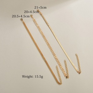 2023 3 pz/set cavigliere a strati donna Summer Beach cavigliere con catena in osso di serpente con perline placcate in oro per le donne - Product Image 5
