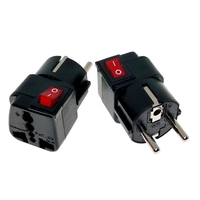 Adaptateur de voyage Schuko EU israélien russe allemand compatible avec les prises mondiales avec interrupteur LED Marque WONPRO