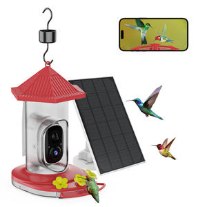 Mangeoire à colibris suspendue d'extérieur, écologique, élégante, alimentée à l'énergie solaire, étanche, en forme de fleur, distributeur d'eau intelligent pour oiseaux - Product Image 1