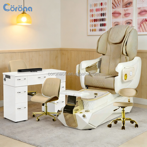 Poltrona Spa di Lusso per Pedicure con Sistema Massaggiante e Vasca per Piedi in Vetro Cristallo per Arredamento Salone Unghie - Product Image 1