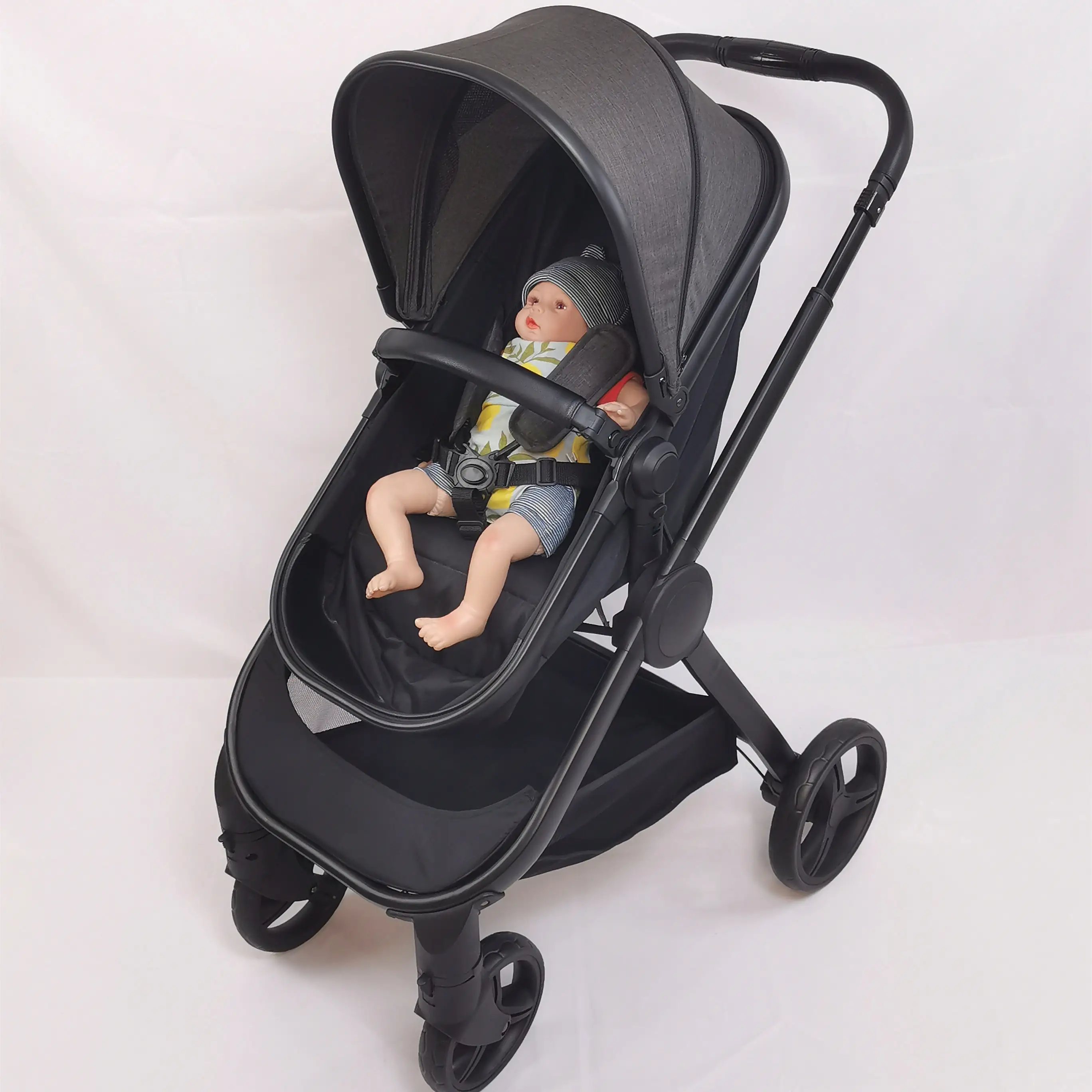 EN1888 passeggino all'ingrosso 3 in 1/carrozzina per bambini a buon mercato di buona qualità/carrozzina di lusso nera di nuovo design in vendita