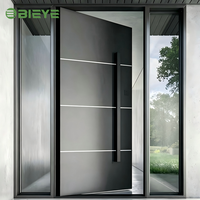 Puerta Pivotante de Aluminio con Rotura de Puente Térmico, Tamaño Personalizado, Estilo de Vidrio Templado para Edificios Residenciales Modernos