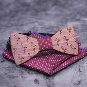 Ensemble de boutons de manchette et mouchoir en bois de flamants roses mignons de haute qualité pour adultes - Product Image 2