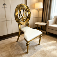 Chaises d'hôtel en cuir doré avec structure métallique pour villa, salon et banquet
