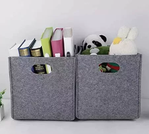 Ensemble de boîtes de <span class=keywords><strong>rangement</strong></span> en feutre non tissé MIQIO, 4 paniers pliables 30x30x30cm, caisses organisatrices beige - Product Image 4