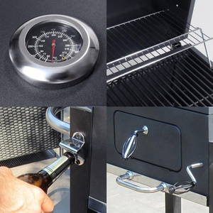 Black Modern Iron Luxury Outdoor Garden Charcoal <strong>BBQ</strong> <strong>Trolley</strong> with Double Shelf and Remote Control - Product Image 4