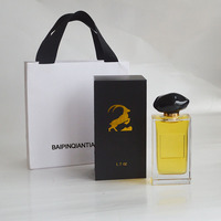 Conception simple chinoise de haute qualité ronde rectangulaire 30ml 50ml 100ml bouteille de parfum en verre avec chapeau noir brillant + boîte d'emballage