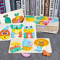 Puzzles animaux éducatifs en bois, dessin animé, puzzle 3d pour tout-petits, apprentissage pour enfants, garçons et filles, nouvel arrivage best-seller