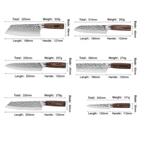 Ensemble de couteaux Nakiri en acier japonais à haute teneur en carbone avec lames polies ambidextres, manche en résine, boîte cadeau - Ensemble de 6 couteaux de cuisine