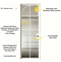 Porte française minimaliste en alliage d'aluminium, cadre blanc, verre, style français, portes battantes étanches pour villa et salle de bain