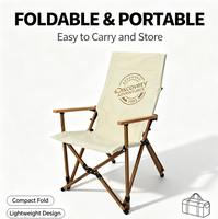 Chaise de camping pliante en aluminium à effet bois, chaise pliante d'extérieur avec accoudoirs en bois massif, chaise de réalisateur portable