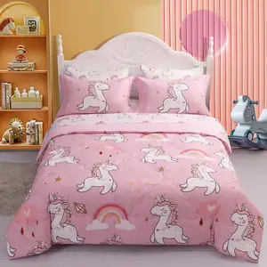 Aoyatex perlengkapan pabrik mode baru seprai kasur anak-anak set seprai tempat tidur Super lembut dengan karakter kartun