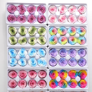 Caja de regalo de acrílico Rosa preservada de larga duración, regalos de lujo hechos a mano reales <span class=keywords><strong>para</strong></span> <span class=keywords><strong>siempre</strong></span>, 5cm, 68 colores, 8 Uds. - Product Image 3