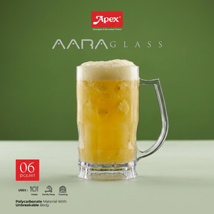 ANAX AARA - Jarra de Cerveza de Vidrio Transparente de 12 oz con Asa, Diseño Moderno, Reutilizable para Fiestas - Product Image 1
