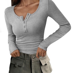 <b>Women's</b> Short Sleeve T-<b>Shirts</b> Summer Casual Regular Fit Anti-Wrinkle Quick Dry Spandex/Cotton Ribbed Knit Tops - Product Image 5